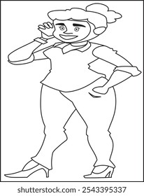 African Teenage Girl Coloring Page For Kids And Adults.