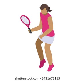 African tennis player icon isometric vector. Big play athlete. Game racket