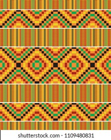 African textile fabric, cloth kente. Ethnic seamless pattern.