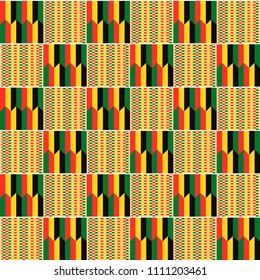 African textile fabric, cloth kente. Ethnic seamless pattern.