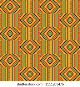 African textile fabric, cloth kente. Ethnic seamless pattern.