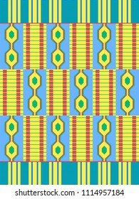 African textile fabric, cloth kente. Ethnic seamless pattern.