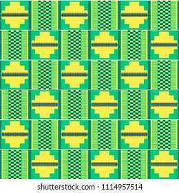 African textile fabric, cloth kente. Ethnic seamless pattern.