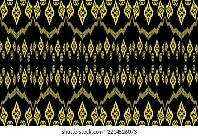 African textile pattern. Ethnic geometric ikat tribal native aztec fabric seamless patterns. Ornate royal line graphic embroidery style. Vector illustration retro vintage design. Golden color concept.