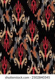 African textile seamless pattern on black  background.Geometric ethnic african pattern traditional.Folk and native style vector illustration.design for texture textile,fabric,clothing and decoration.