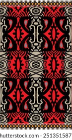 African textile seamless pattern on red color background.Geometric ethnic african pattern traditional.Aztec style abstract vector illustration.design for texture textile,fabric,clothing and wrapping.