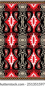 African textile seamless pattern on red color background.Geometric ethnic african pattern traditional.Aztec style abstract vector illustration.design for texture textile,fabric,clothing and wrapping.