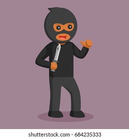 african thief with knife