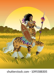 african tiger female centaur huntress
