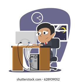 african tired businesswoman working