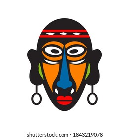 African traditional mask logo design vector template