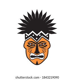 African traditional mask logo design vector template