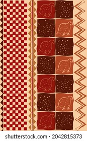 african traditional wall hangings, ethnic pattern, print fabric textile, tribal handmade geometric motifs. Zimbabwe crafts vector illustration Afro texture, Pareo wrap dress, carpet batik background