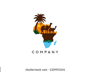 African Travel and Tourist vector logo. Africa Traveling Safari. African Map logo template - Vector - Logo