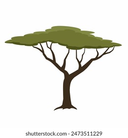 African tree icon for savanna, safari or sahara desert