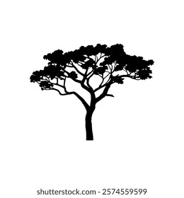 African tree icon silhouette vector illustration on white background.