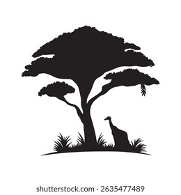 African tree icon silhouette vector illustration on white background.