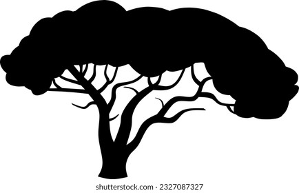 African tree icon vector illustration. African tree silhouette for icon, symbol or sign. Tree symbol for design about wildlife, nature, plant, flora, forest and ecology