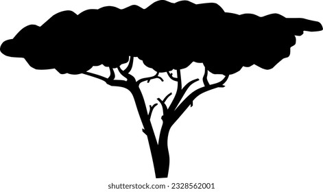 African tree icon vector illustration. African tree silhouette for icon, symbol or sign. Tree symbol for design about wildlife, nature, plant, flora, forest and ecology