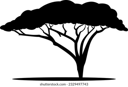 African tree icon vector illustration. African tree silhouette for icon, symbol or sign. Tree symbol for design about wildlife, nature, plant, flora, forest and ecology