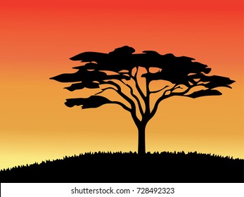 African Tree Vector Illustration Stock Vector (Royalty Free) 728492323