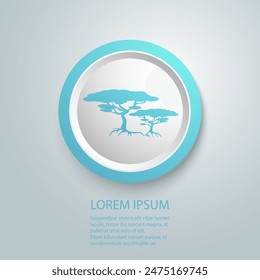 African trees blue icon vector in modern flat style sign
