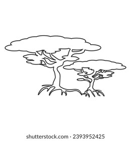 African trees line icon vector in modern flat style sign