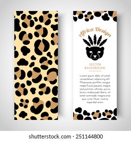 African Tribal Art Banners. Leopard skin. Ornamental Vector Design