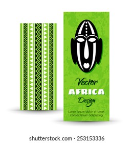 African Tribal Art Banners. Ritual Mask. Ornamental Vector Design