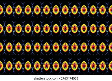 African Tribal Art Pattern. Simple Aztec Vector Wallpaper. Black Background tribal design.