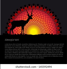 African tribal art vector background with a Antelope silhouette