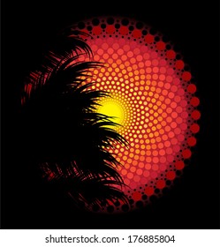 African tribal art vector background  with palm leaves