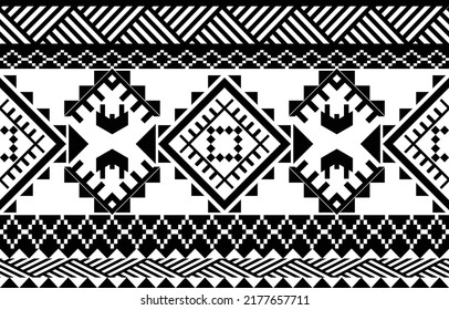 African tribal black and white abstract ethnic geometric pattern. design for background or wallpaper.vector illustration to print fabric patterns, rugs, shirts, costumes, turban, hats, curtains.