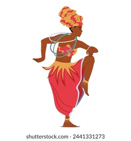 African Tribal Dancer Adorned In Vibrant Attire, Moves Rhythmically To Ancient Beats. Expressive Gestures Tell Stories, Embodying Cultural Richness And Traditional Beauty In Every Mesmerizing Step