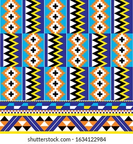 African tribal design Kente nwentoma textiles style vector seamless pattern, retro design with geometric shapes inspired by Ghana traditional cloths 
Abstract repetitive design, Kente wedding dress 