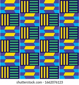 African tribal Kente vector seamless textile pattern, geometric design inspired by textiles from Africa. Abstract zig-zag vibrant repetitive design, Kente mud cloth style native 