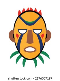 african tribal mask on white background