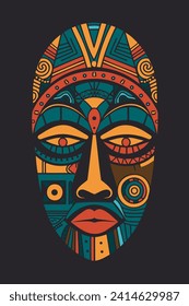 African tribal mask wall art vector illustration, tribal masks for frame art