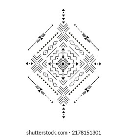 African Tribal Mud cloth ornamental composition vector illustration isolated on white. Bohemian traditional folk decorative print perfect for home textile fabric pillows design.