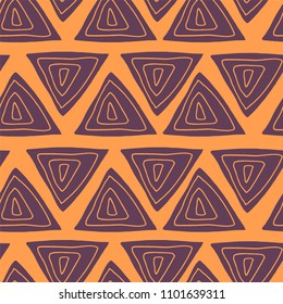 African tribal ornament. Abstract print. Hand drawn seamless pattern. Colorful vector illustration. 