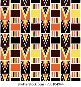 African tribal pattern vector seamless. Ethnic africa fabric print with abstract geometric elements. Bohemian background for boho home textile, rug, pillow, blanket, gypsy poster, wrapping paper.