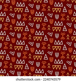 African tribal seamless pattern. Abstract ethnic geometric background texture. Aztec ornament, colorful print. Vector illustration. Decorative fashionable abstract backdrop. Retro style