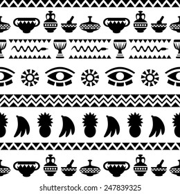 African Tribal Seamless Pattern. Ethnic ornament with different elements. Vector design for prints, backgrounds, textile