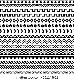 African Tribal Seamless Pattern. Ethnic ornament with different elements. Vector design for prints, backgrounds, textile