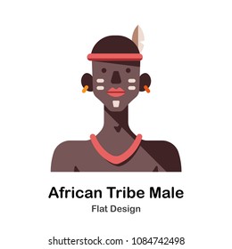 African tribe male flat illustration