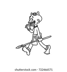 african tribe saying hi vector illustration sketch hand drawn with black lines, isolated on white background