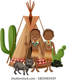 African tribes family isolated illustration