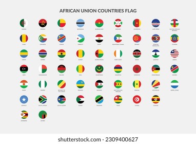 African Union countries flag icons collection svg