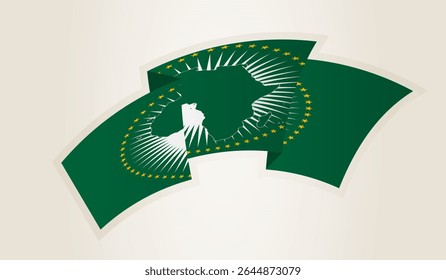 African Union Flag in Abstract Ribbon Shape, National Symbol of the African Union. This vector is ideal for use in national events, Independence Day, international sports competitions.