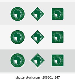 African Union flag icons set, vector flag of African Union. Three versions of icon.